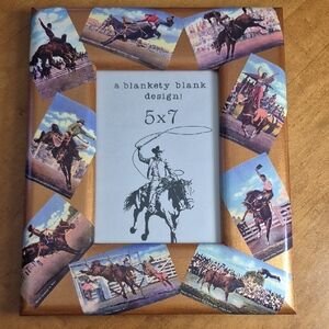 Blankety Blank Design Wood 5x7 Western Rodeo Picture Frame